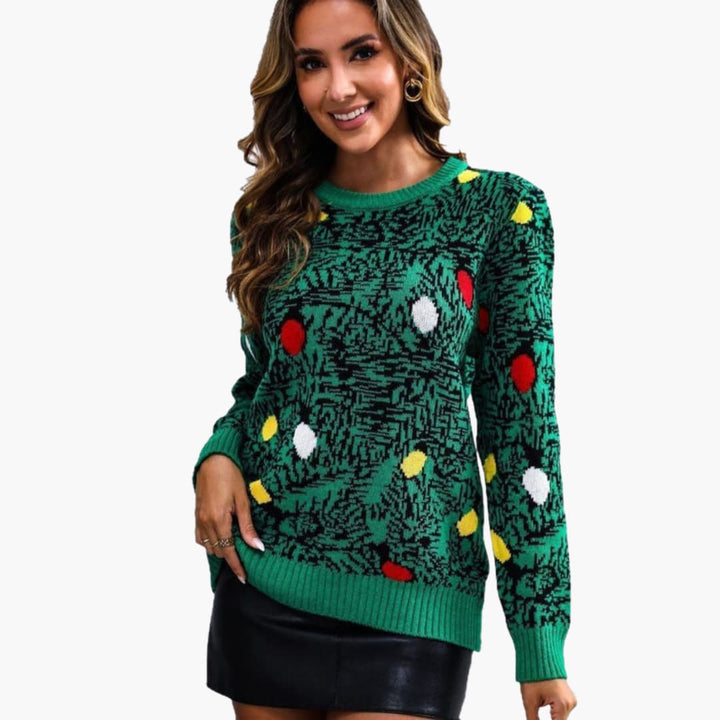 Weihnachtspullover für Damen mit verspieltem Baumdesign