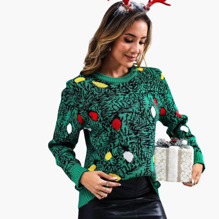 Weihnachtspullover für Damen mit verspieltem Baumdesign